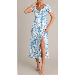 ✨Sweet Wanderer Blue Print Midi Sz Large Dress✨